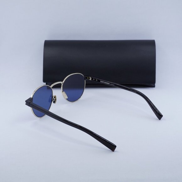 Saint Laurent SL707 004 Round Sunglasses - Gold & Havana/Blue - Picture 10 of 10